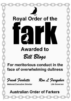 Royal Order of the Fark certificate